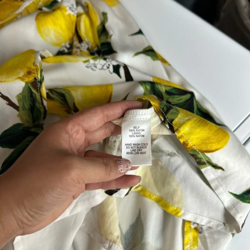 NWT Lulus A La Tart White and Yellow Lemon Print Wrap Dress Sz S - Picture 12 of 12